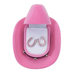 BOUCLE OREILLE FER CHEVAL - ROSE